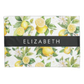 Citroenpatroon, citroenbloemen, bladeren, Jouw naa Kussensloop (Voorkant)