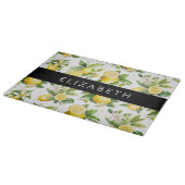 Citroenpatroon, citroenbloemen, bladeren, Jouw naa Snijplank (Hoek)