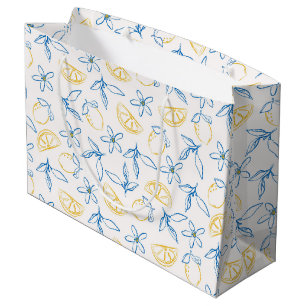 Citroenpatroon Hand getrokken Grote Gift Bag Groot Cadeauzakje