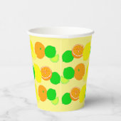 Citroenpatroon, Limoen en Sinaasappels kleurrijk C Papieren Bekers (Rechts)