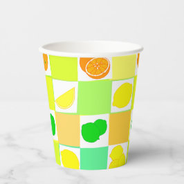Citroenpatroon, Limoen en Sinaasappels kleurrijk C Papieren Bekers