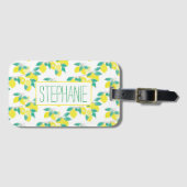 Citroenpatroon met naam witte bagagelabel (Voorkant (horizontaal))