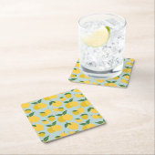 Citroenpatroon Retro Fruit geel op groen Kartonnen Onderzetters (Insitu)