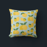 Citroenpatroon Retro Fruit geel op groen Kussen<br><div class="desc">Retro Fruit Print - Citroenmotief - Geel op Groen.</div>