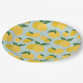 Citroenpatroon Retro Fruit geel op groen Papieren Bordje (Gekanteld)