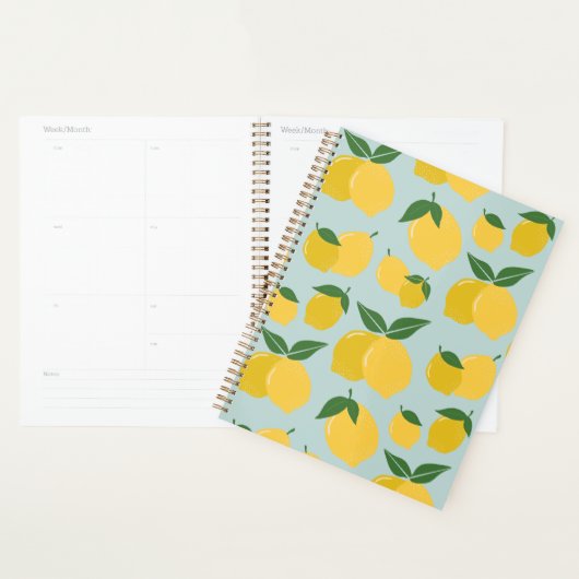 Citroenpatroon Retro Fruit geel op groen Planner (Display)