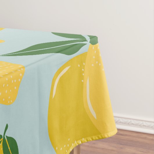 Citroenpatroon Retro Fruit geel op groen Tafelkleed (Voorbeeld)