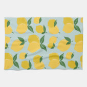 Citroenpatroon Retro Fruit geel op groen Theedoek (Horizontaal)