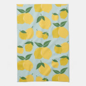 Citroenpatroon Retro Fruit geel op groen Theedoek (Verticaal)