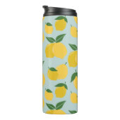 Citroenpatroon Retro Fruit geel op groen Thermosbeker (Geroteerd rechts)