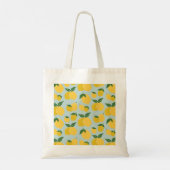 Citroenpatroon Retro Fruit geel op groen Tote Bag (Achterkant)
