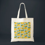 Citroenpatroon Retro Fruit geel op groen Tote Bag<br><div class="desc">Retro Fruit Print - Citroenmotief - Geel op Groen.</div>