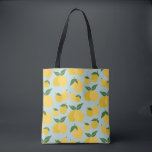 Citroenpatroon Retro Fruit geel op groen Tote Bag<br><div class="desc">Retro Fruit Print - Citroenmotief - Geel op Groen.</div>