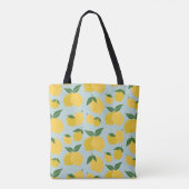 Citroenpatroon Retro Fruit geel op groen Tote Bag (Achterkant)