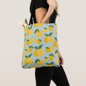 Citroenpatroon Retro Fruit geel op groen Tote Bag (Dichtbij)
