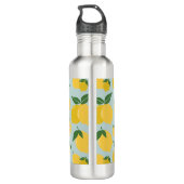 Citroenpatroon Retro Fruit geel op groen Waterfles (Achterkant)