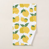 Citroenpatroon Retro Fruit Geel op Wit Bad Handdoek (Handdoek)