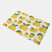 Citroenpatroon Retro Fruit Geel op Wit Deurmat (Schuin)