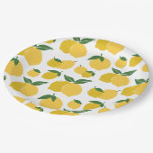 Citroenpatroon Retro Fruit Geel op Wit Papieren Bordje (Gekanteld)