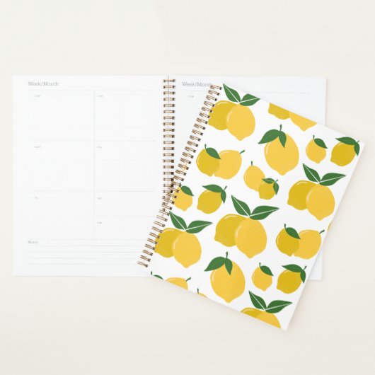 Citroenpatroon Retro Fruit Geel op Wit Planner (Display)