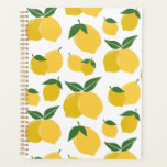 Citroenpatroon Retro Fruit Geel op Wit Planner<br><div class="desc">Retro Fruit Print - Citroenmotief - Geel op Wit.</div>