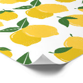 Citroenpatroon Retro Fruit Geel op Wit Poster (Hoek)