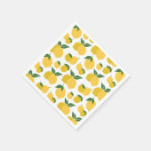 Citroenpatroon Retro Fruit Geel op Wit Servet (Hoek)