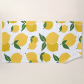 Citroenpatroon Retro Fruit Geel op Wit Strandlaken (Voorkant)