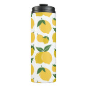 Citroenpatroon Retro Fruit Geel op Wit Thermosbeker (Voorkant)