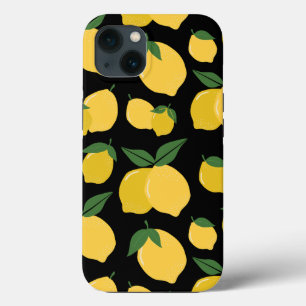 Citroenpatroon Retro Fruit Geel op Zwart Case-Mate iPhone Case