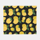 Citroenpatroon Retro Fruit Geel op Zwart Fleece Deken (Voorkant (Horizontaal))