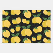 Citroenpatroon Retro Fruit Geel op Zwart Inpakpapier Vel (Voorkant 2)