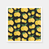 Citroenpatroon Retro Fruit Geel op Zwart