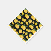 Citroenpatroon Retro Fruit Geel op Zwart Servet (Hoek)