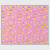 Citroenpatroon roze cadeaupapier (Vlak)