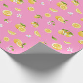 Citroenpatroon roze cadeaupapier (Hoek)