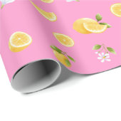 Citroenpatroon roze cadeaupapier (Rol Hoek)