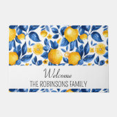 Citroenpatroon Tropisch Fruit Custom Family Name Deurmat (Voorkant)