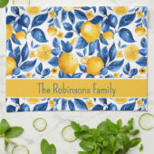 Citroenpatroon Tropisch Fruit Custom Family Name Theedoek (Gevouwen)