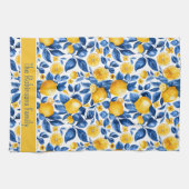 Citroenpatroon Tropisch Fruit Custom Family Name Theedoek (Horizontaal)