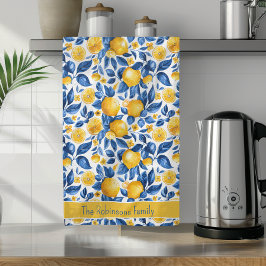 Citroenpatroon Tropisch Fruit Custom Family Name Theedoek