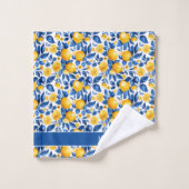 Citroenpatroon Tropisch Fruit Custom Paar Naam Bad Handdoek (Wasdoekje)