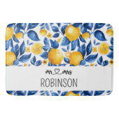 Citroenpatroon Tropisch Fruit Custom Paar Naam Badmat (Voorkant)