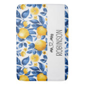 Citroenpatroon Tropisch Fruit Custom Paar Naam Badmat (Voorkant Verticaal)