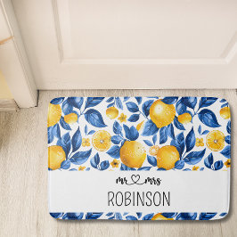 Citroenpatroon Tropisch Fruit Custom Paar Naam Badmat