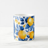 Citroenpatroon Tropisch Fruit Custom Paar Naam Koffiemok (Center)