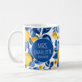 Citroenpatroon Tropisch Fruit Custom Paar Naam Koffiemok (Links)