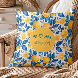 Citroenpatroon Tropisch Fruit Custom Paar Naam Kussen