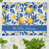 Citroenpatroon Tropisch Fruit Custom Paar Naam Theedoek (Gevouwen)