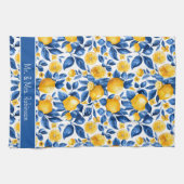 Citroenpatroon Tropisch Fruit Custom Paar Naam Theedoek (Horizontaal)